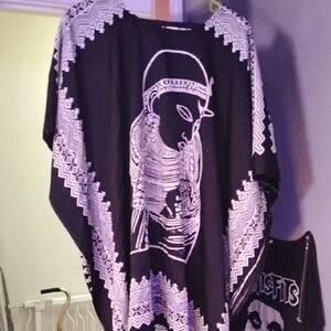 Black and White Graphic Poncho